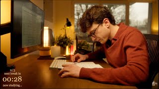 3-HOUR | Study With Me | One break, No music, Deep work