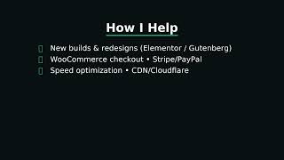 WordPress Developer — WooCommerce, Elementor, Speed & SEO