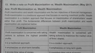 Difference Between Profit Maximization and Weath Maximization Bcom 6th Semester