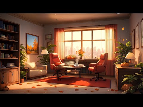Sunlit Anime Study Room 🍂 Lofi Home Office 📚 Autumn Focus Zone [study/relax]