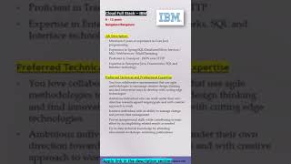 IBM | Cloud Full Stack Developer | Java/Spring/SQL/MicroServices/MQ/MultiThreading #shorts #ytshorts
