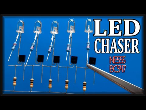 How to make LED chaser circuit with NE555 IC and BC547 NPN transistor