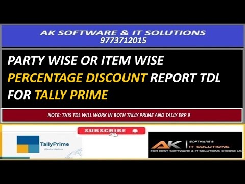 PARTYWISE AND ITEMWISE DISCOUNT REPORT TDL FOR TALLY PRIME