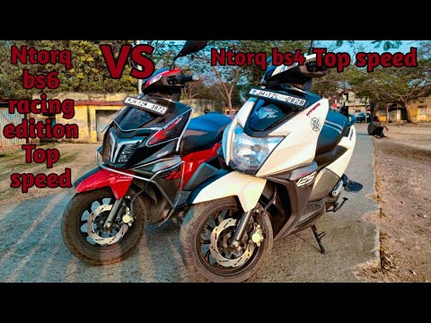 Ntorq top speed racing edition Vs bs4 ||top speed on stand || some details about graphic  bs4 & bs6|