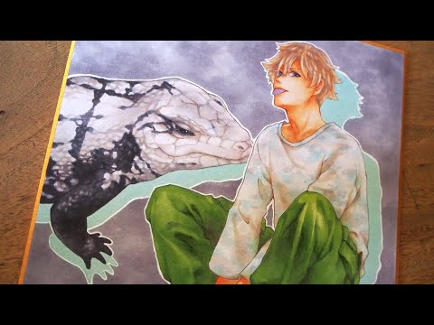 【アナログ】100均の色紙イラストメイキング　colored paper illustration making🦎