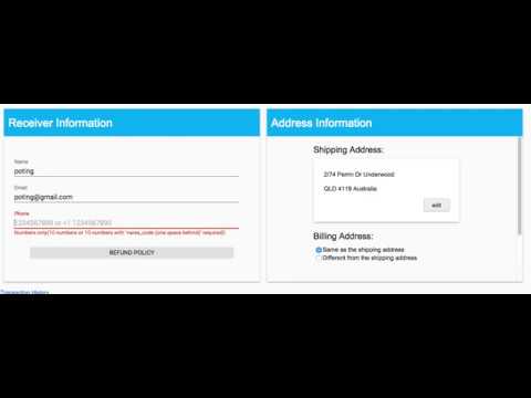Shopping cart -Receiver information
