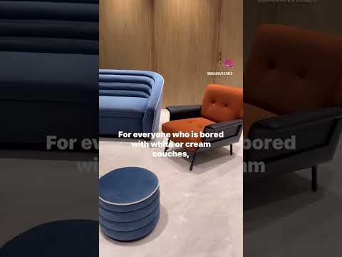 A pop of colour 💙 | custom furniture by Maanavi Homes #sofa #madeinindia