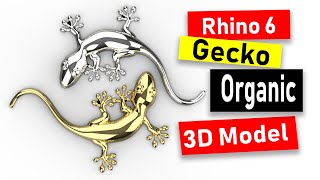 Gecko Organic form 3D Modeling in Rhino 6: Jewelry CAD Design Tutorial #96