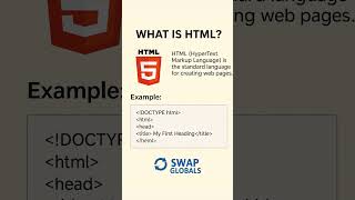 "What is HTML? #HTML #WebDevelopment #LearnToCode #CodingBasics #FrontendDev #YouTubeShorts
