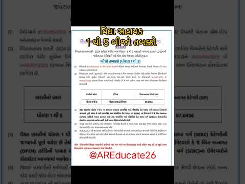 વિદ્યા સહાયક 1 થી 5 બીજો તબક્કો જાહેર | ભરતી પ્રક્રિયા નવા રાઉન્ડની જાહેરાત 2025