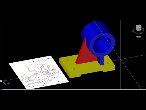 AutoCAD Practice drawing : 3D mechanical piece.