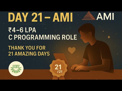 Day 21 | AMI (American Megatrends) 💻 | ₹4–6 LPA | C Programming Test