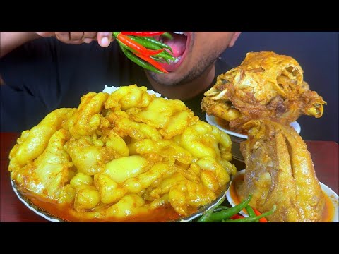 Most Oily Mutton Fat Curry with Rice & Mutton Full Cheast, Goat Head Eating || Eating Show