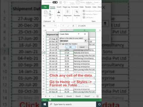 #Excel60Sec - How to convert Data to TABLE in Excel?