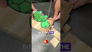 "Turning a simple wood block into a turtle 🐢✨:#WoodCarving #ArtTransformation #DIYArt #TurtleDesign