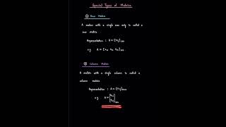 Special Types of Matrices (Part 1) #matrix #row #column