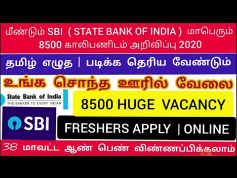 8500 VACANCY | SBI வேலை தமிழகத்தில் | BANK JOB VACANCY | Government Jobs  in Tamilnadu | JOBS TAMIL