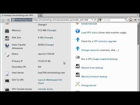 Control Panel Overview @ Rimuhosting.com