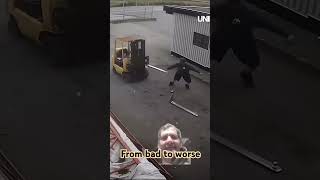 From bad to worse #failsatwork #funny #workfail #workfails  #  Forklift fail