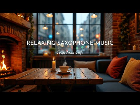 Cozy Jazz Café | Relaxing Saxophone Music, Rain & Fireplace Sounds