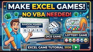 Make Random Number☻, Dice & Lottery Games ♣ in Excel | No VBA Needed! | Excel Game Tutorial 2025