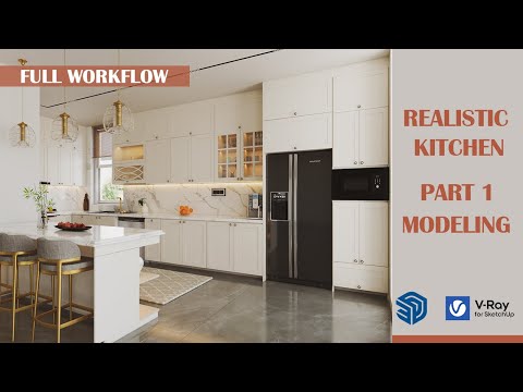 SketchUp V-ray Render Tutorial | How To Design Realistic Kitchen | Interior  Design Part 1