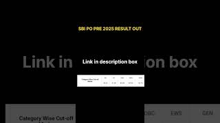 SBI PO PRE 2025 RESULT OUT #shorts #sbipo2025