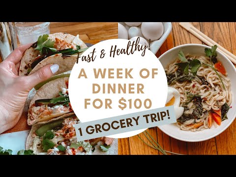 5 healthy dinner ideas for $100 total | Grocery list + tutorial