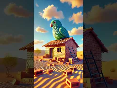 A parrot and his child built a place in the desert. #ai #cartoon #ytshorts #shorts