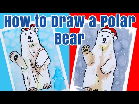How to Draw a Polar Bear Kids Christmas Watercolor Tutorial