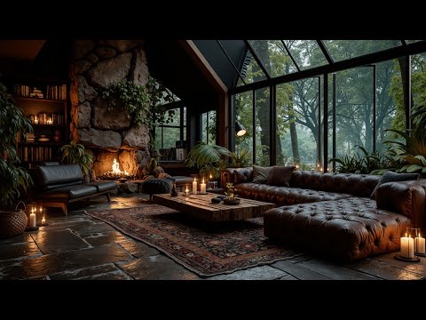 Cozy Fireplace Rainy Jazz & Smooth Piano | Deep Relaxation for Study & Sleep Vibes