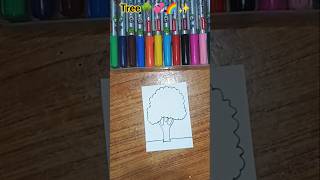 how to draw a easy tree🌳💞🌈#Shorts#treedrawing#easyartforkids#drawingtutorial#drawing#art#viralart