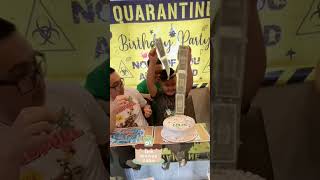 Boy pulling money out of birthday cake. #birthday #moneycake #surprise