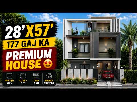 28x57 Feet 3D House Design | 1600 Sqft Modern Indian Home Plan with Car Parking | Infra Design Hub