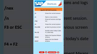 SAP GUI Shortcuts | SAP GUI Functions|  #sap #shortcut #tips