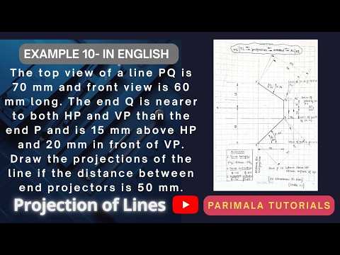 Projection of Straight Lines_ Example 10_ Engineering Drawing_ Manual Drawing