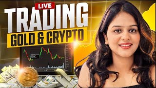 GOLD  AND CRYPTO LIVE TRADING   || 19 FEB  || @TheTradingFemme   @thetradingfemmedipika