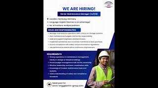 We’re #Hiring || Position: Senior Maintenance Manager (m/f/d)