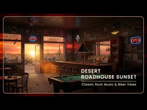 Biker Bar at Sunset 🏍️🎸 Classic Rock & Harley Sounds for Study, Ride & Good Times