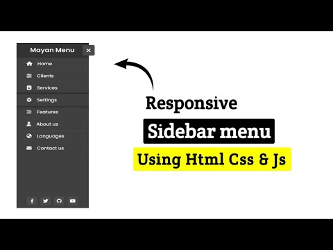 Responsive Sidebar Menu Using HTML, CSS & JavaScript | Smooth Slide Menu | By Mayancoders