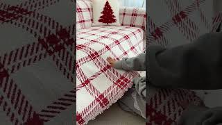 Red & White Checkered Sofa Cover | Cozy Christmas Living Room Decor