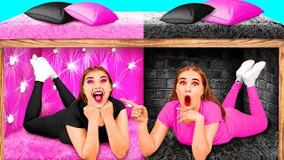 Secret Rooms Under The Bed | Rich VS Broke Challenge by Hahanom Top Challenges