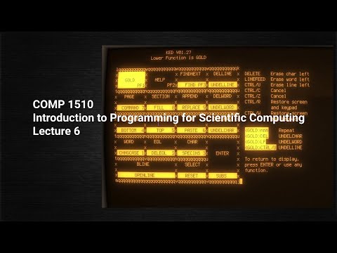 COMP1510; Lecture 6; Introduction to Scientific Computing