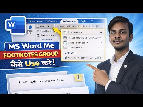 How to Use Footnotes in MS Word | Hindi Tutorial. || References Tab 