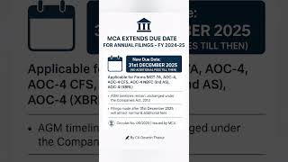 📢 Important MCA Update |New due date for filing Financial Statements and Annual Returns for FY 24-25