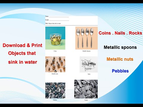 Download and print objects that sink in water CBC homework.