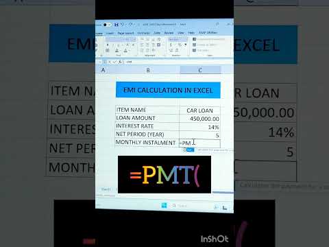 How To Calculate EMI In Excel #excel #exceltips  #exceltutorial #shorts