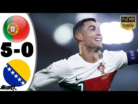 Portugal vs Bosnia Herzegovina 5-0  Ronaldo Brace 🔥 Highlights Goals 2023  UFEA Euro Qualifiers