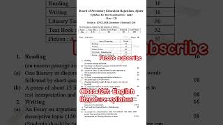 Class 12 English literature Syllabus 2025-26 |RBSE Class12th Official Board Syllabus |CBSE Exam 2026