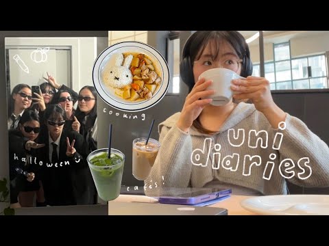 uni diaries 🍂 studying for midterms, fall & cute cafes, halloween parties
